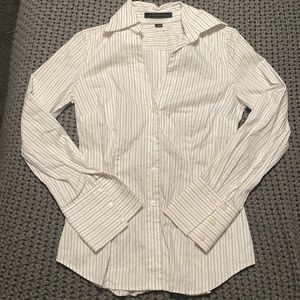 LAST CHANCE! Express. Like new. Small dress shirt. cream with silver stripes.